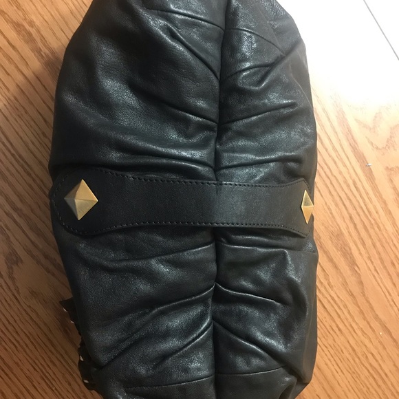 Isabella Fiore Angie Gold Studded Handbag. Black lambskin leather. NWT - Picture 5 of 6